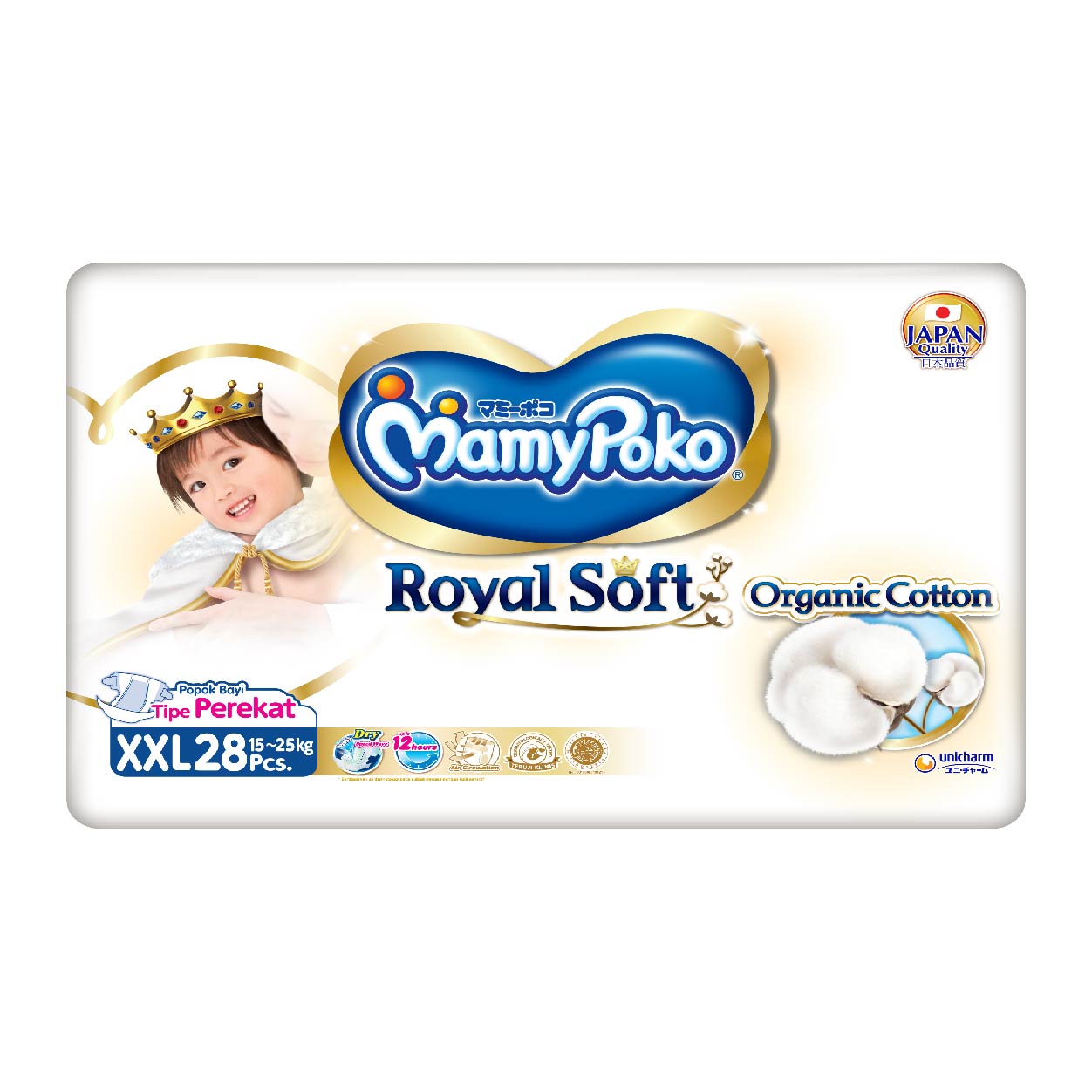 Mamy Poko Royal Soft Baby Diaper Tape XXL 28s