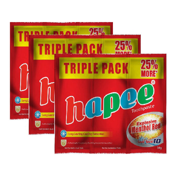 Hapee Toothpaste Explosive Menthol Red 3x30g