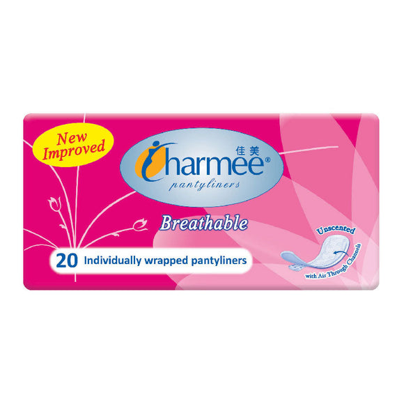Charmee Pantyliners Breathable Unscented Pink 20s