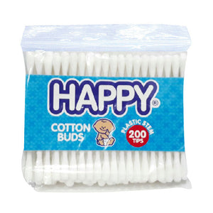 Happy Cotton Buds Plastic White 200s