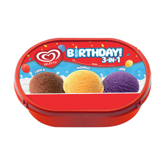 Selecta Birthday 3-in-1 Choco Mango Ube Ice Cream 750ml