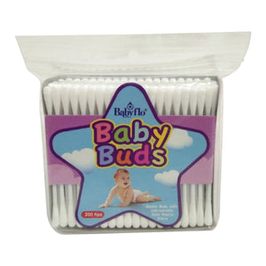 Babyflo Baby Buds Gentle Cotton Buds Plastic White 200 tips