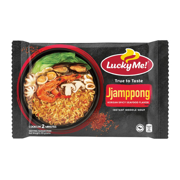 Lucky Me Instant Noodle Soup Jjamppong Korean Spicy Seafood 55g