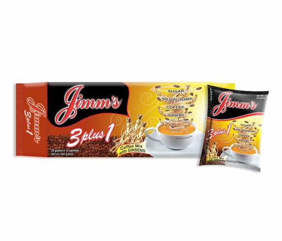Jimm's 3 Plus 1 Coffee Mix with Ginseng 12x20g