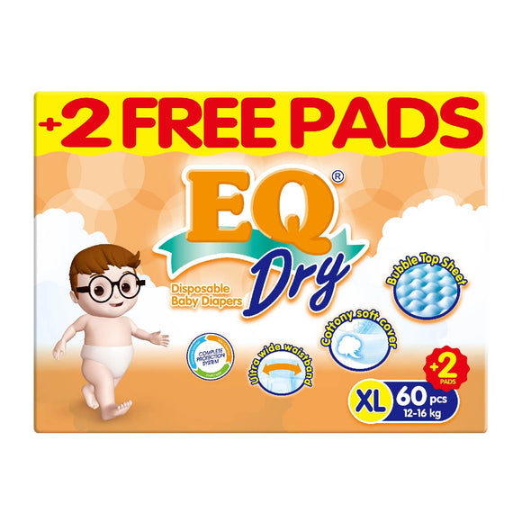 EQ Dry Disposable Baby Diapers XL 60s