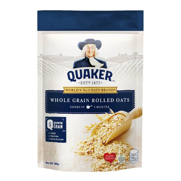 Quaker Whole Grain Rolled Oats Pouch 500g