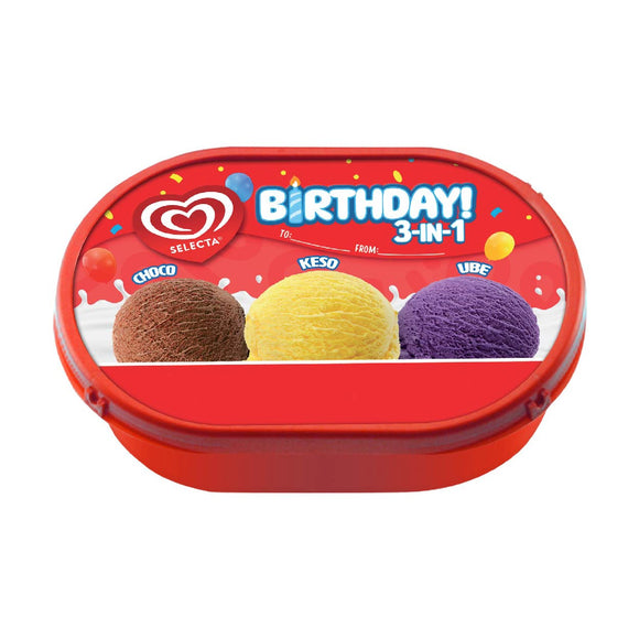 Selecta Birthday 3-in-1 Choco Keso Ube Ice Cream 750ml