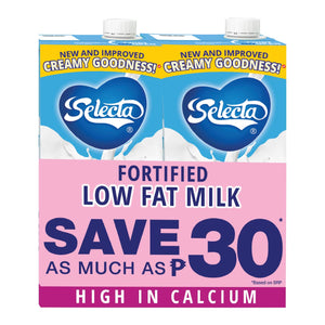 Selecta Fortified Low Fat Milk 2 x 1L Save as much as P30