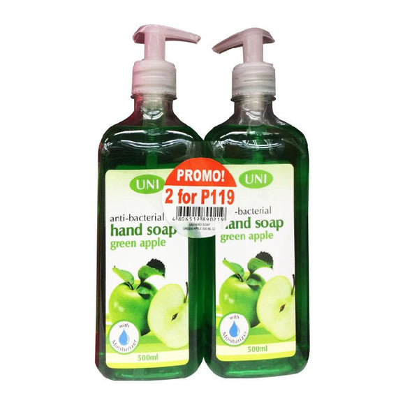 Uni Liquid Hand Soap Antibacterial Green Apple 500ml 2 for P119