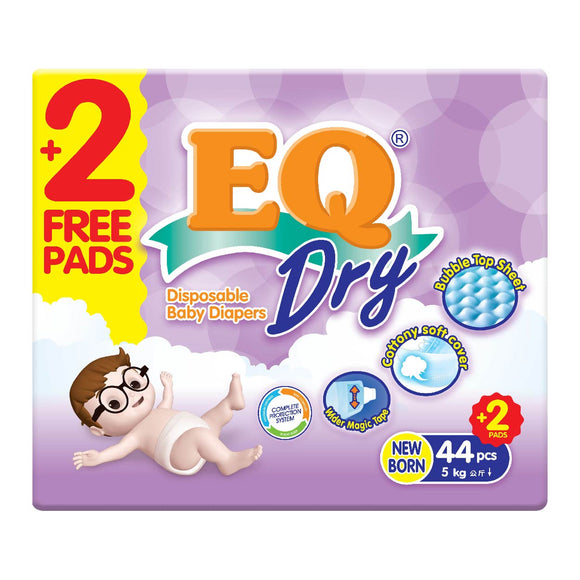 EQ Dry Disposable Baby Diapers New Born 44s