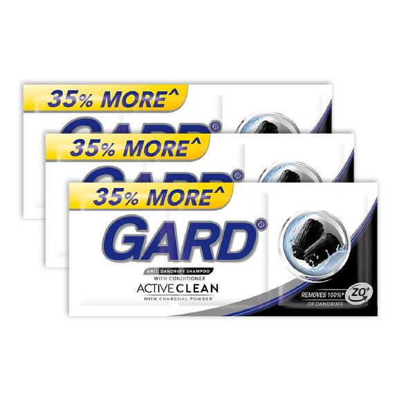 Gard Anti Dandruff Shampoo Active Clean Charcoal 3x12ml