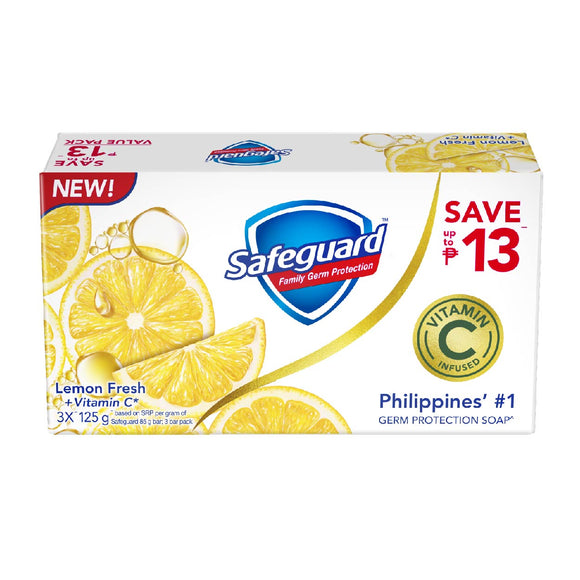 Safeguard Soap Lemon Fresh + Vitamin C 125g 3x125g Tripid Pack