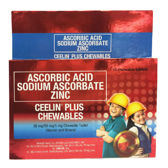 Ceelin Ascorbic Acid with Zinc Chewables 10s
