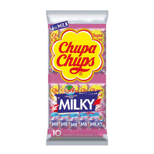 Chupa Chups Milky Strawberry & Cream Flavoured Lollipops 10s