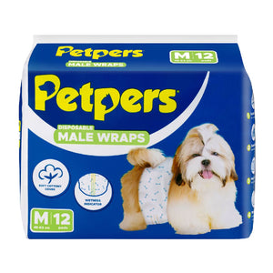 Petpers Dog Diapers Disposable Male Wraps Medium 12s