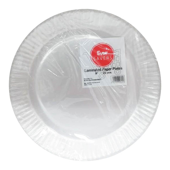 Ever Savers Disposable Paper Plate Laminated 9inches 25s