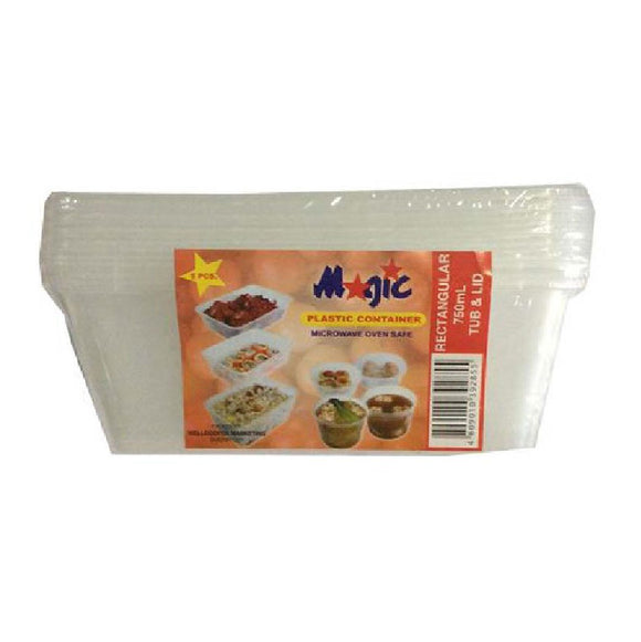 Magic Plastic Container Rectangle 750ml 5s