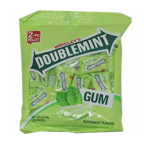 Wrigleys Doublemint Peppermint Gum 2pc Pellet Bag 30s