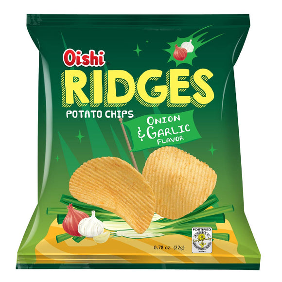 Oishi Ridges Potato Chips Onion & Garlic 22g