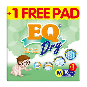 EQ Dry Disposable Baby Diapers M 18s