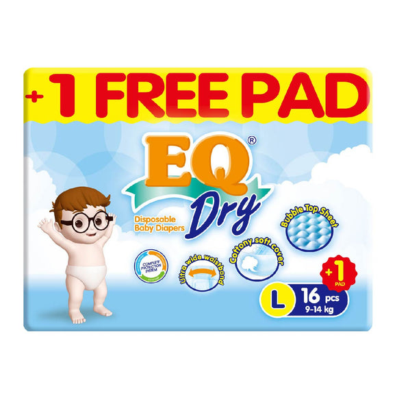 EQ Dry Disposable Baby Diapers L 16s