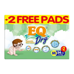 EQ Dry Disposable Baby Diapers M 54s