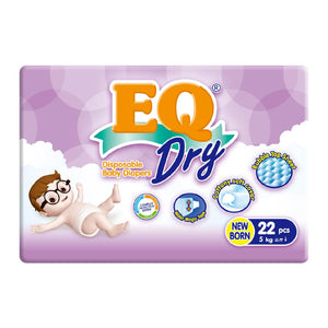 EQ Dry Disposable Baby Diapers New Born 22s