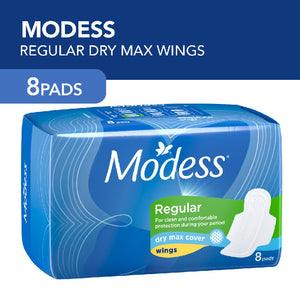Modess Napkin Regular Dry Max Cover with Wings 8s