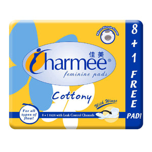 Charmee Feminine Pads Cottony All Types of Flow with Wings 8s