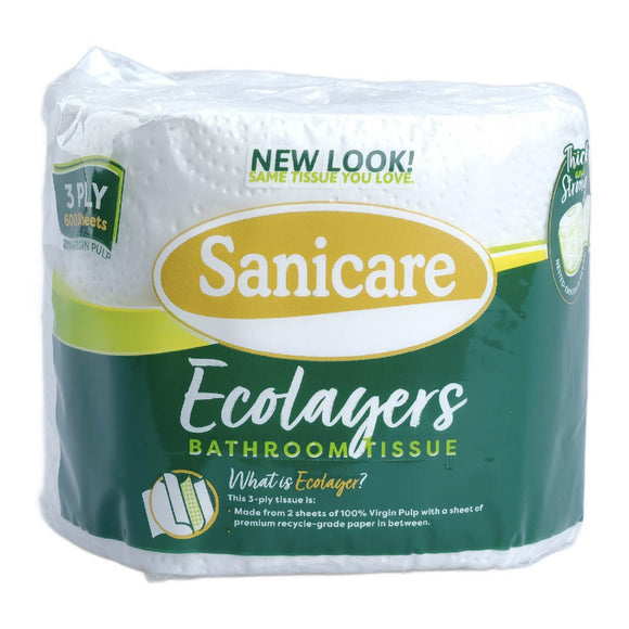 Sanicare Bathroom Tissue Ecolayers 3 Ply 600 sheets 1 Roll