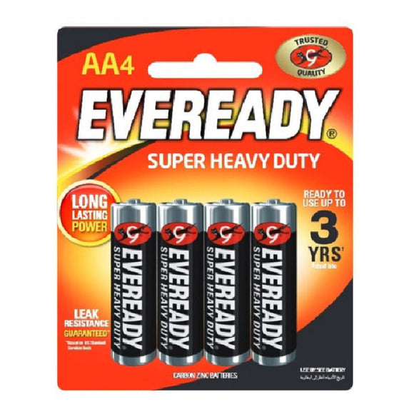 Eveready Battery Super Heavy Duty Black AA 4s